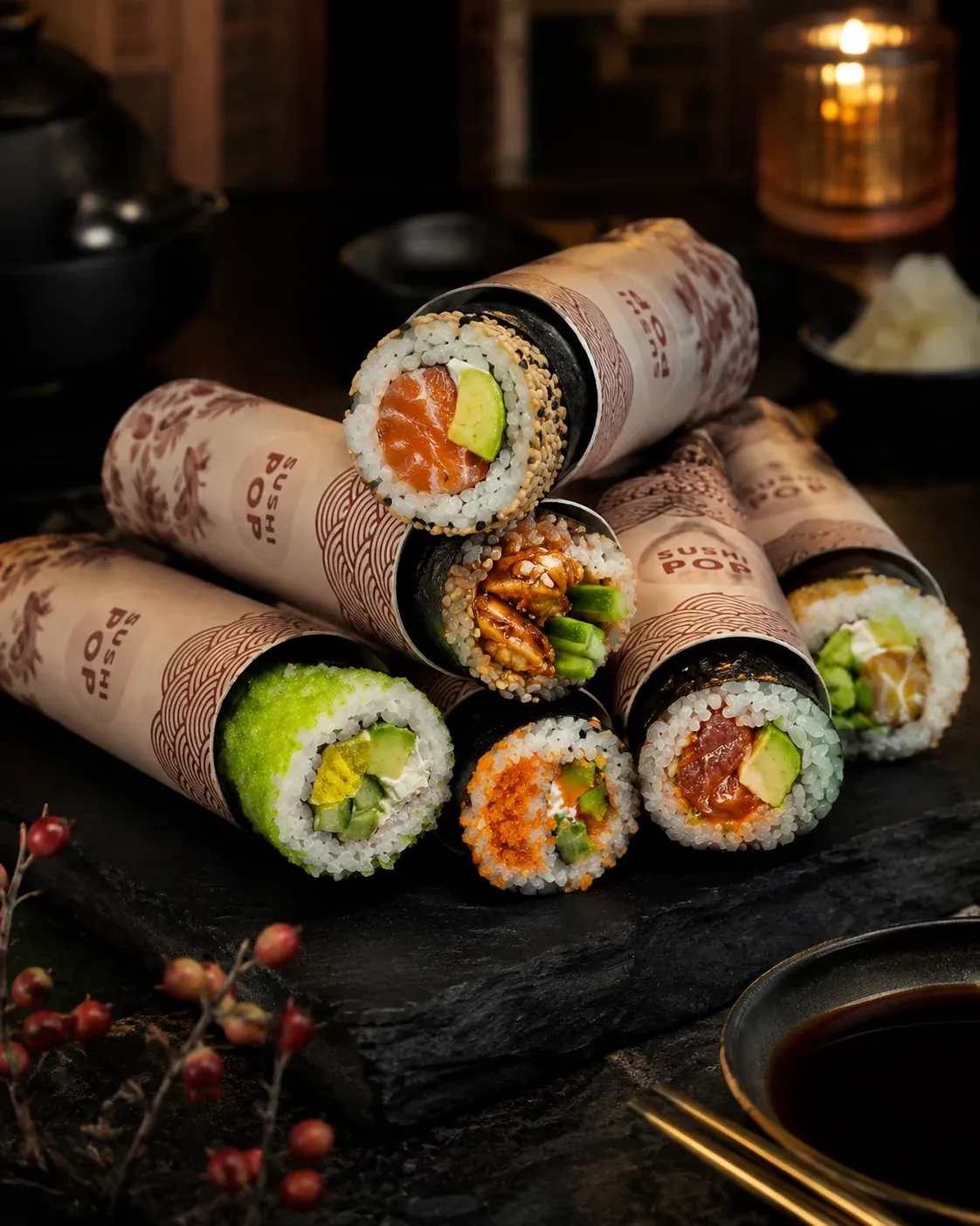 Sushi Pop assortiti impilati